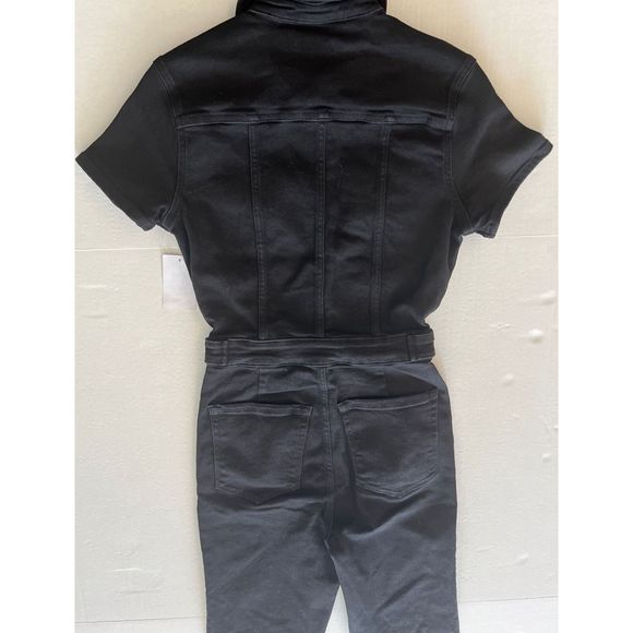 Good American GMJS731B Woman Sz 1/Small Fit For Success Black 099 Denim Jumpsuit - Picture 7 of 9